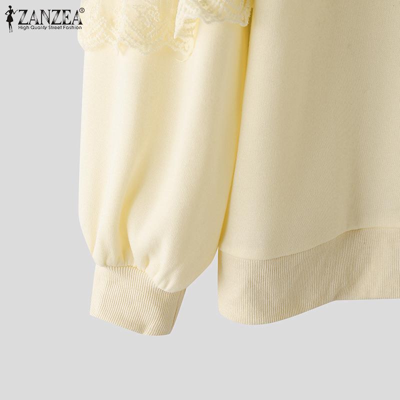 ZANZEA Женская мода круглый вырез длинный рукав многослойный оборчатый пуловер толстовки