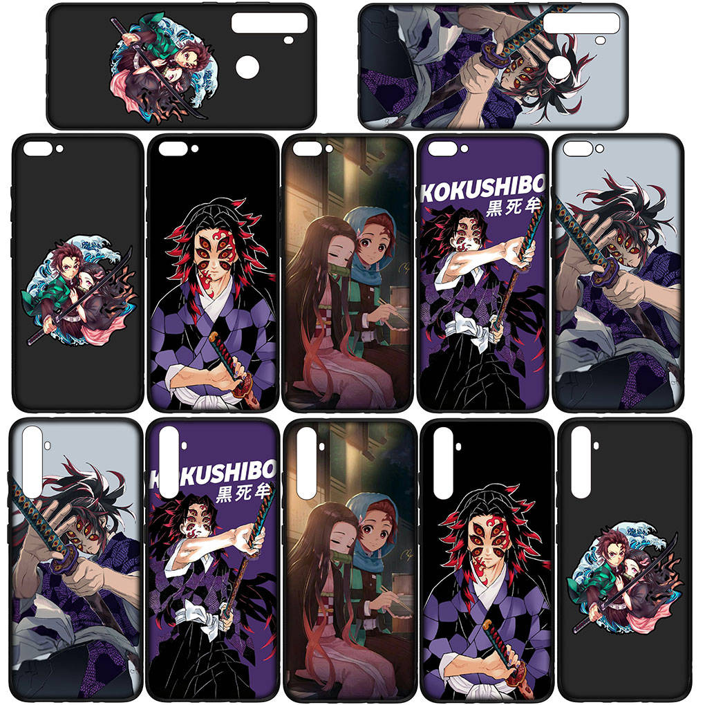 Чехол для телефона Samsung Galaxy S25 S24 S23 iPhone 16 15 Xiaomi Redmi Note 14 13 12 16E X 11 Pro OPPO Moto Huawei Kokushibo Nezuko Demon Slayer Tanjirou