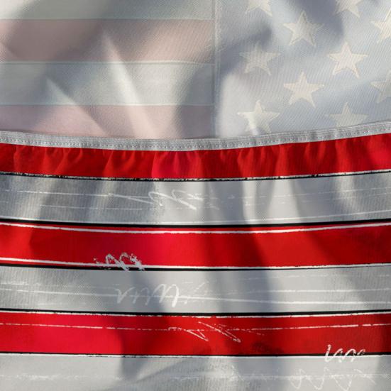 Picnic Table Cover Set American Flag Fitted Table Cover with 2 Bench Covers Waterproof Windproof Tablecloth with Elastic Edges for Outdoor Camping