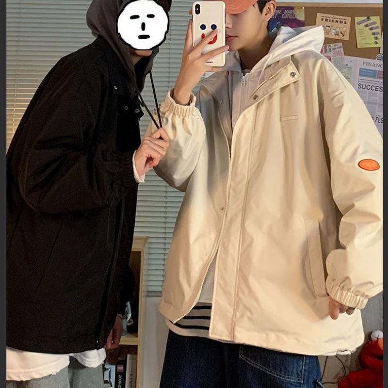 Поддельная куртка из двух частей Fat Man Ins Handsome Hooded Jacket Men Spring and Autumn Korean Version Large Size Free Student Clothes