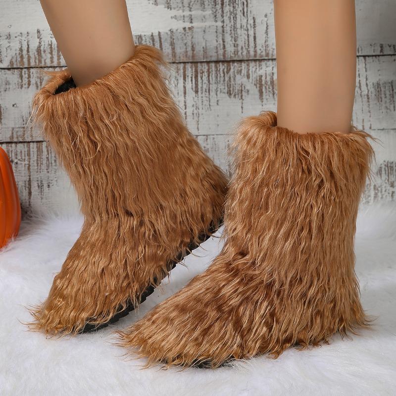 Мода 2024 года, новые зимние сапоги из искусственного меха, женские теплые пушистые зимние сапоги, роскошная обувь, женские меховые сапоги из лисьего меха, модная зимняя обувь