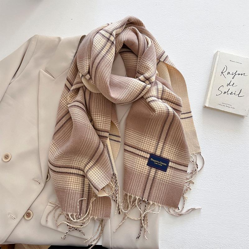 Осень и зима новый универсальный шарф женский утолщенный вязаный толстый бахромчатый теплый шарф имитация кашемира шаль