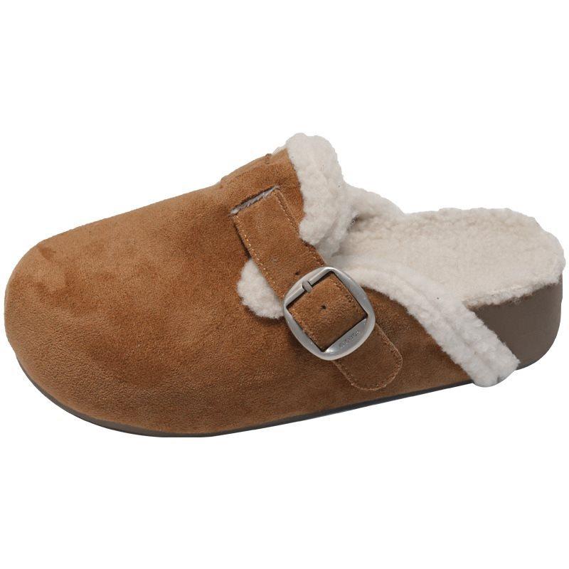 Retro Velvet Lazy Versatile Warm Cotton Slippers 2025 Autumn and Winter Fluffy Slippers Women's Fashion New