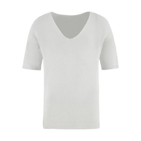 Летняя мужская футболка трикотажная с v-образным вырезом и половиной рукавов, однотонный свободный пуловер, эластичный повседневный спортивный топ средней длины, трикотаж