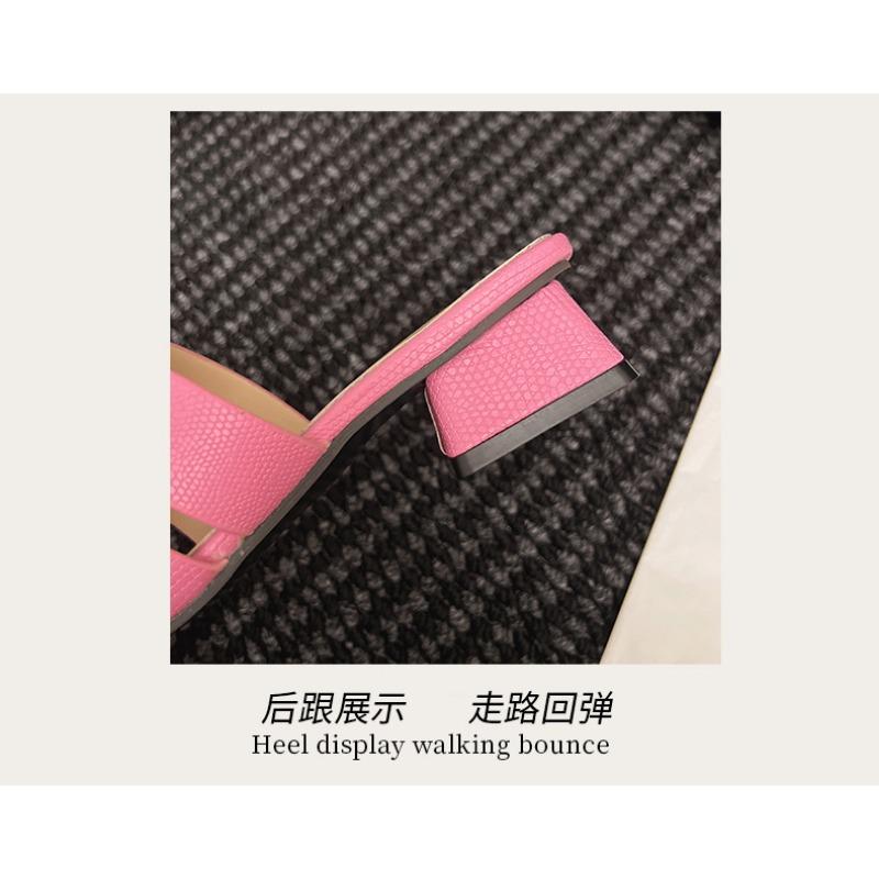 Французские сандалии на толстом каблуке, женские летние верхние туфли, модные туфли на среднем каблуке, большого размера, одно слово, перетаскивание