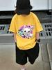 Furry Gabby's Dollhouse Kids Short Sleeve T Shirt Summer Cute Cartoon Crewneck Street 3-14 Years