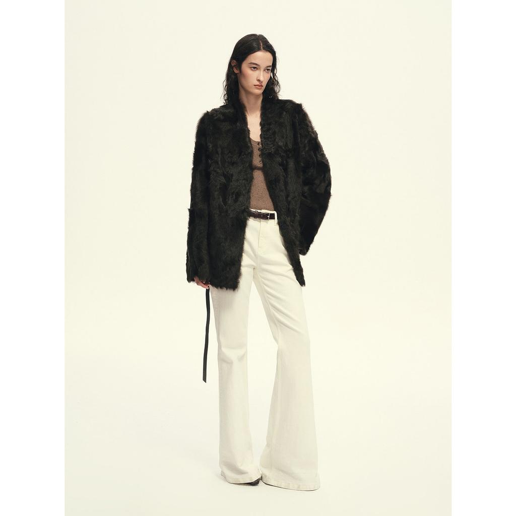 Imitation small lake sheep fur coat women's winter new loose lace-up wool coat environmentally friendly fur fashion coat