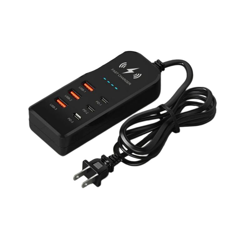 Эффективное 6-в-1 USB Type C PD Зарядное устройство с быстрой зарядкой EU US Штекер Настенный дизайн