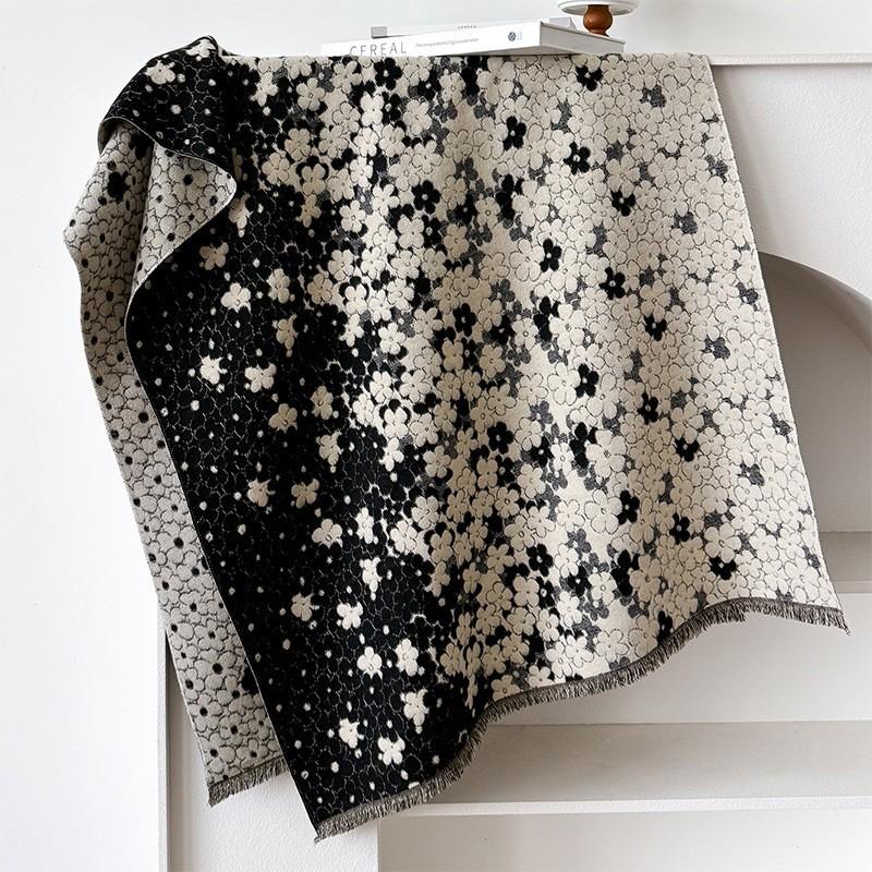 Autumn And Winter Floral Floral Brocade Printing Simple And Versatile Women'S Imitation Cashmere Warm Scarf Temperament Shawl Scarf