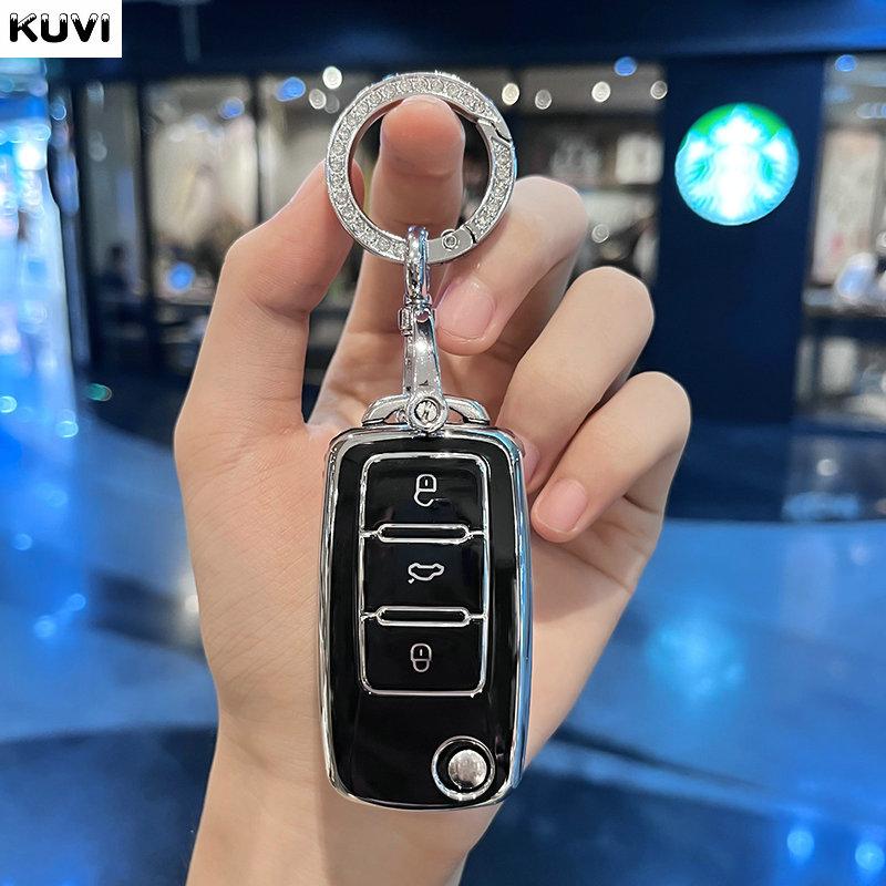 Чехол для автомобильного выкидного ключа из ТПУ для Volkswagen VW Polo Golf Passat Tiguan Beetle Caddy T5 Up Eos Skoda Octavia Seat Leon Altea