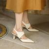 Fashion Sandales à talons hauts pour femmes, chaussures à bout pointu, style romain, document solide, nouvelle collection 2024