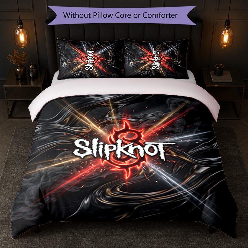 Slipknot Print 3Pcs Bedding Set Duvet Cover With Two Pillowcases Soft Bed Linen For Household Bedroom