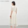 Floral Flocking Waist Cinching Dress