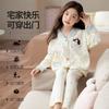 100% Cotton Long Sleeve Pajama Set Girls Cartoon Print Sleepwear Home Wear Fall Comfortable Kids Nightwear