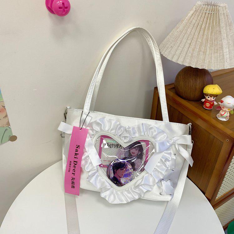 Женская милая и крутая острая аниме-сумка ита с кружевом и сердечками - маленькая сумка кроссбоди/на плечо/подмышку