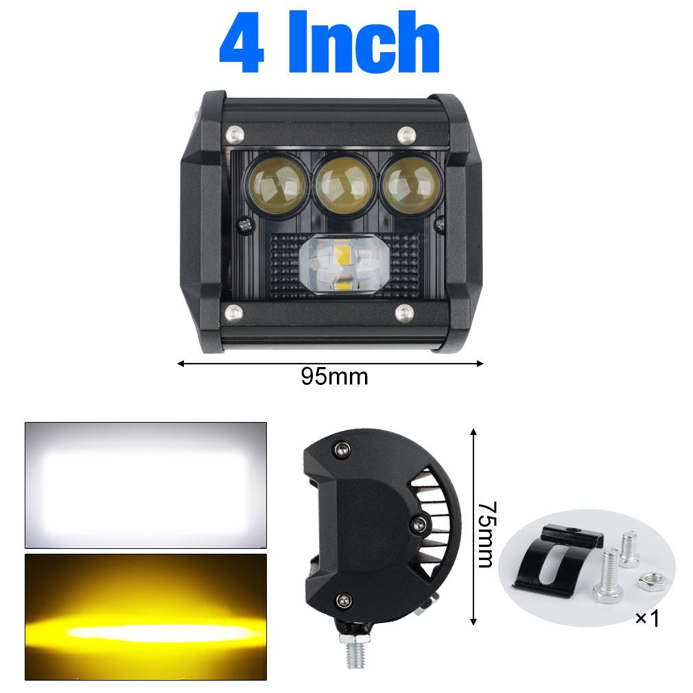 1 шт. двухцветный автомобильный светодиодный светильник для бездорожья 4x4, прожектор, противотуманная фара, 12 В, 24 В, фара для грузовика, фермы, трактора, лодки, внедорожника, квадроцикла, световая полоса/рабочий свет, белый и желтый