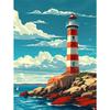 5d DIY Diamond Painting Cross Stitch Lighthouse Scenery Diamond Embroidery Mosaic Full Round Drill Home Decor