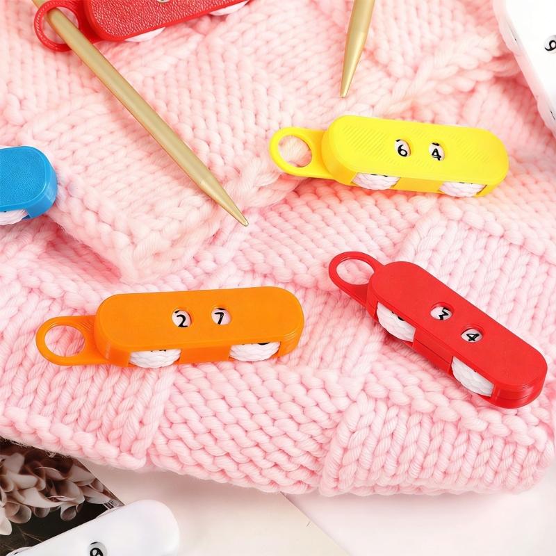 Прочный пластиковый резиновый счетчик рядов для вязания крючком, портативные конструкции для любителей вязания и спорта