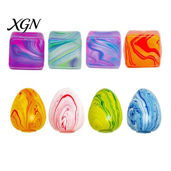 Stress Relief Gadget Marble Pattern Cube Toy Anxiety Flow Texture Egg Office Desk Reliever Squeeze Sensory Slow Rebound TPR Decompression