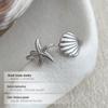 Cui Yan Jewelry S925 Silver Korean Starfish Seashell Women's Ring - Popular European & American Open Design