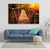 Three Piece Picture Canvas Print Autumn Forest Leaves Bridge