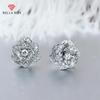 Full Bling Iced Out Flower Earrings For Female Gold Color/Silver Color Crystal CZ Ear Piercing Earrings Wedding Jewelry