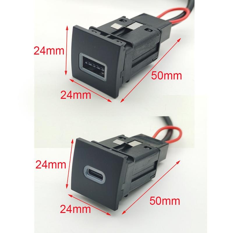 12V Red LED Car Socket Charger Dual USB PD Type C Port Phone Chargers Power Adapter For VW Golf 6 MK6 Jetta 5 MK5