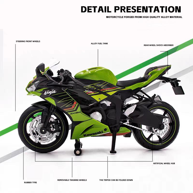MotoGP Ninja ZX-6R Гоночный мотоцикл Симуляция Изысканный литой и игрушечный автомобиль RMZ city 1:Модель коллекции 12 сплавов