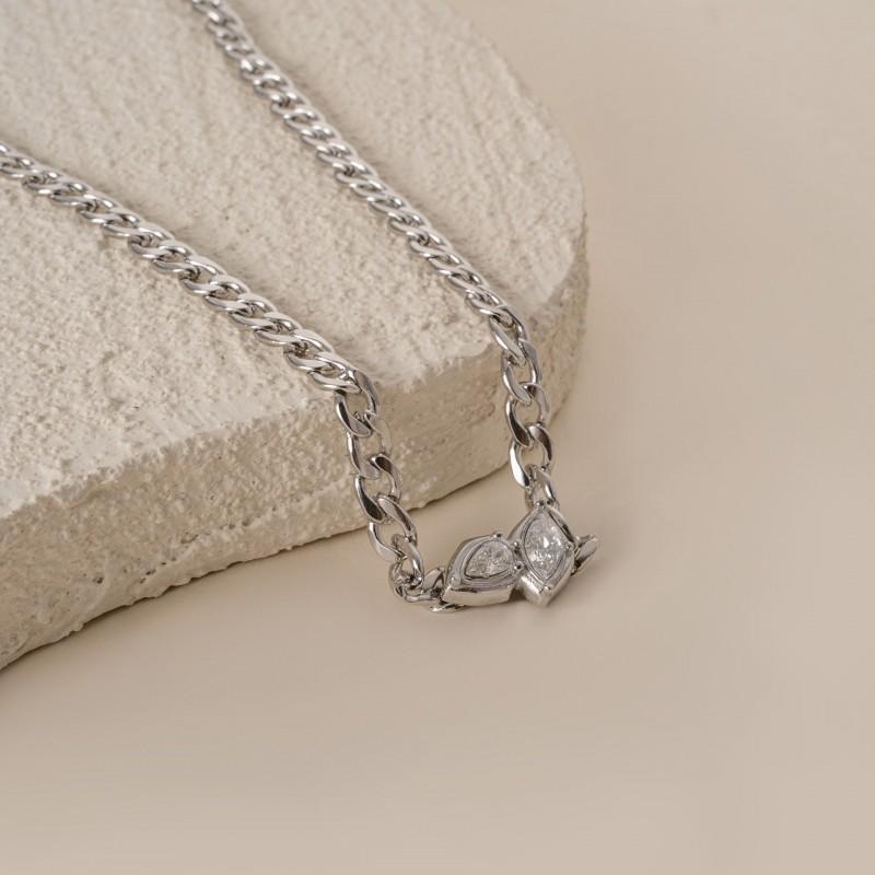 Fashion Titanium Steel Cubic Zirconia Necklace Bracelet Anklet Set 18K Gold Plated Water Drop Pendant Party Jewelry Women