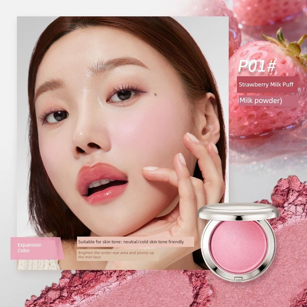 LANSUR Comfortable Baked Powder Blush Long-Lasting Concealer Moisturizing Nature Rosy Transparent Smear-Proof Makeup Waterproof Sweat-Proof Rouge