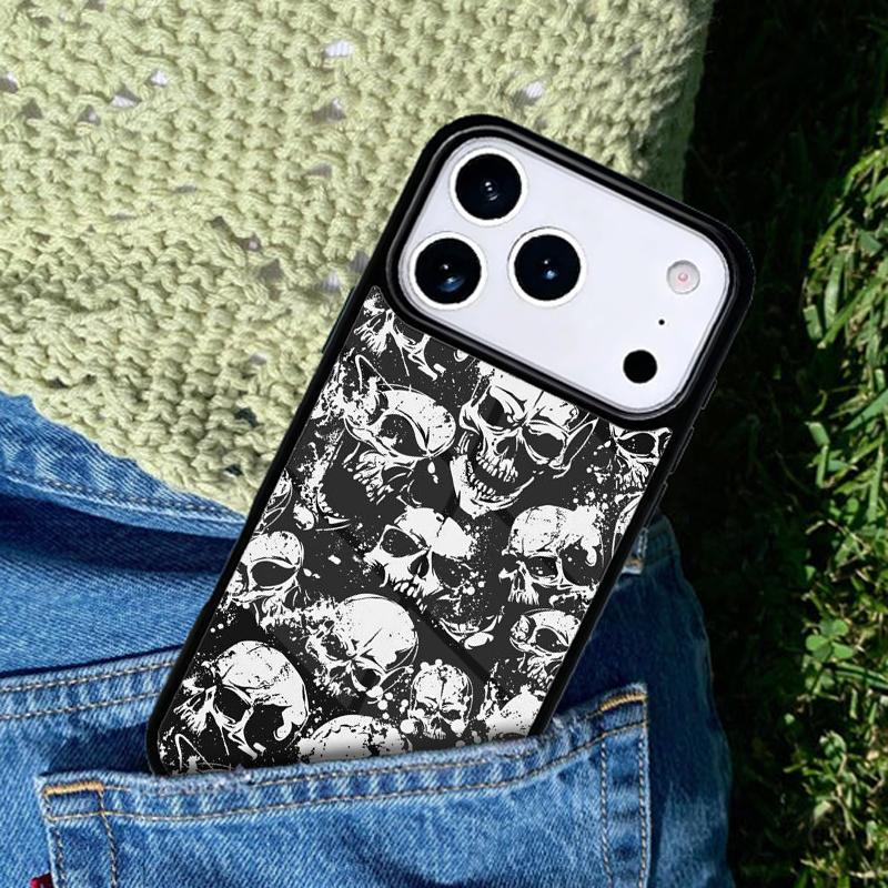 Крутой готический чехол-бампер с черепом для IPhone 11 12 13 14 15 16e 17 Pro Max Coque для IPhone 17 Air