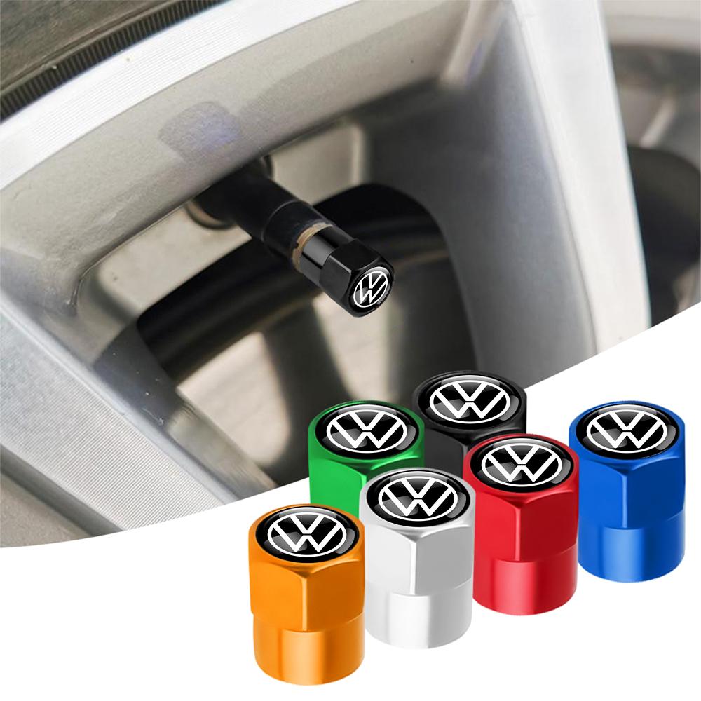 T264PCS Metal Car Wheel Tire Valve Caps Stem Cover Car Accessories For Volkswagen GTI Polo Golf Passat Scirocco Jetta Touareg RLINE