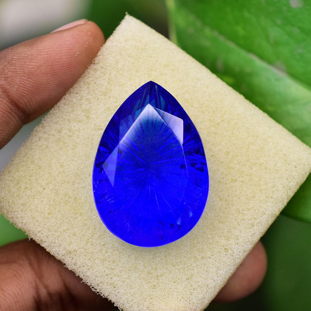 Lab-Created Blue Tanzanite Loose Gemstone 54.35 ct Pear Cut for Collection for Jewelry Designs