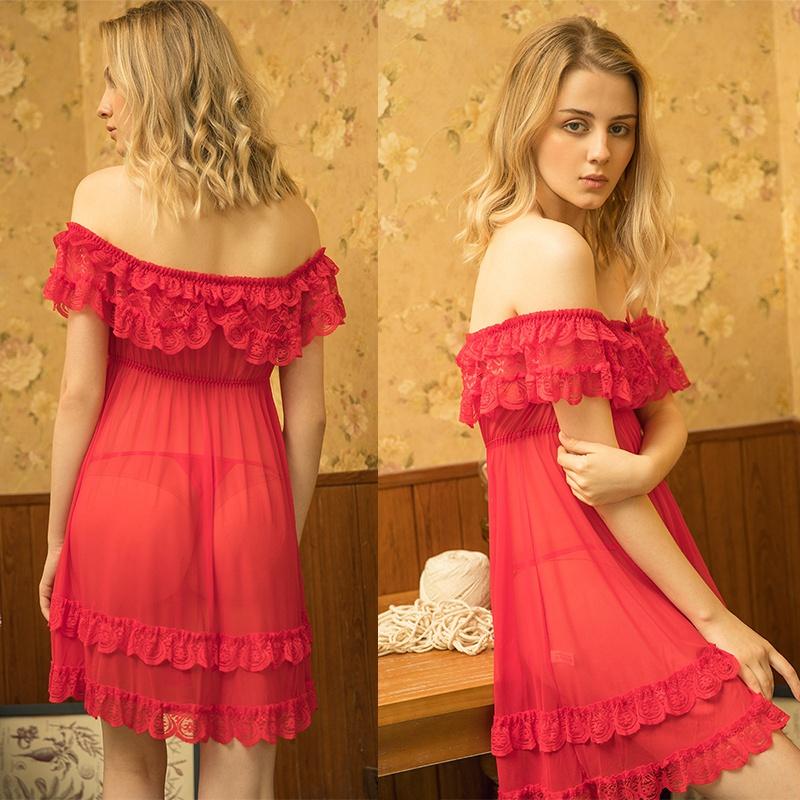 Комплект из 2 шт. в упаковке, одежда для сна, большие размеры, цветочное кружево, прозрачная прозрачная сетчатая сорочка, женское сексуальное нижнее белье, платье с сексуальными стрингами, комплект стрингов