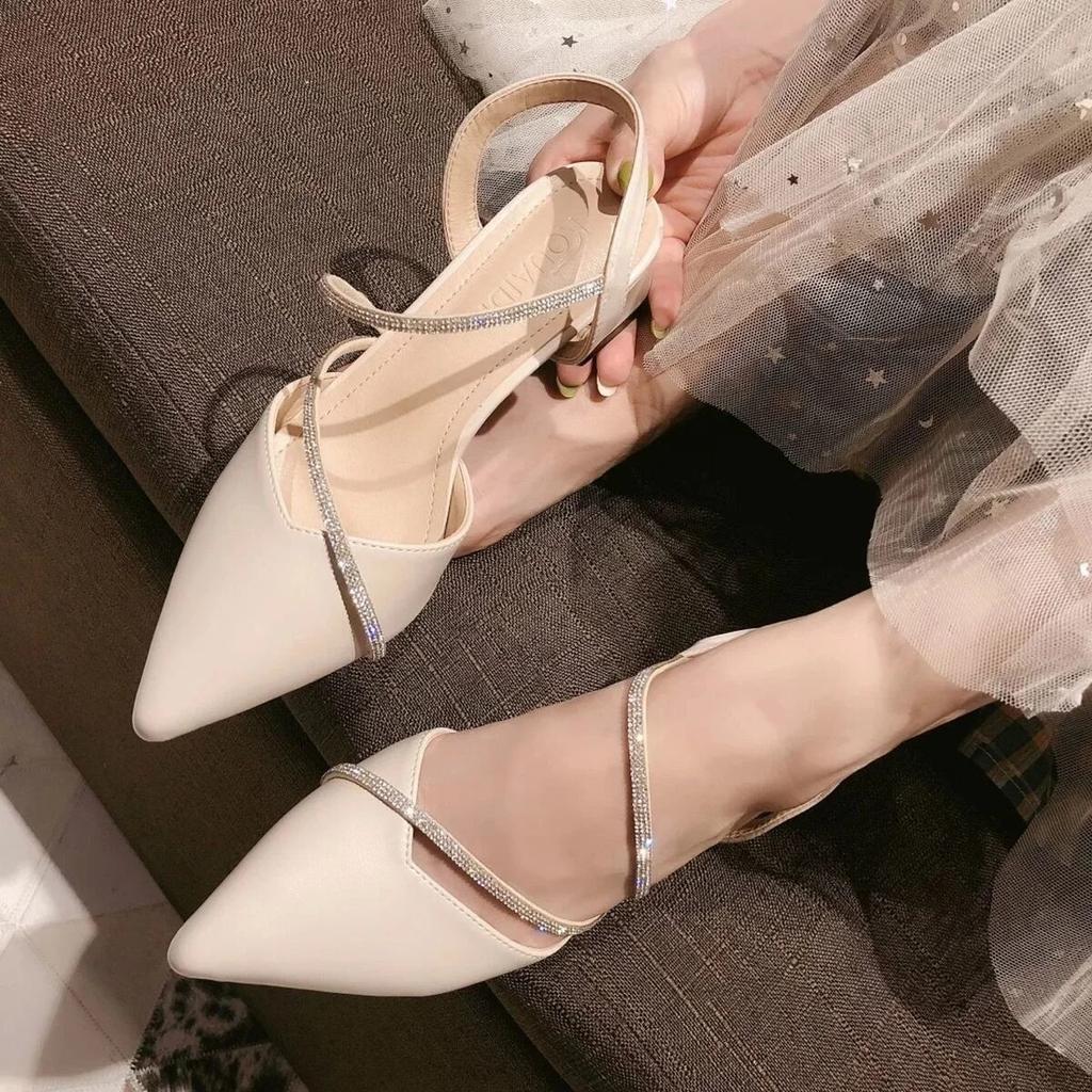 Women's Sandals Spring and Autumn All-match Rhinestone Chunky Heels High Heels Women's Shoes