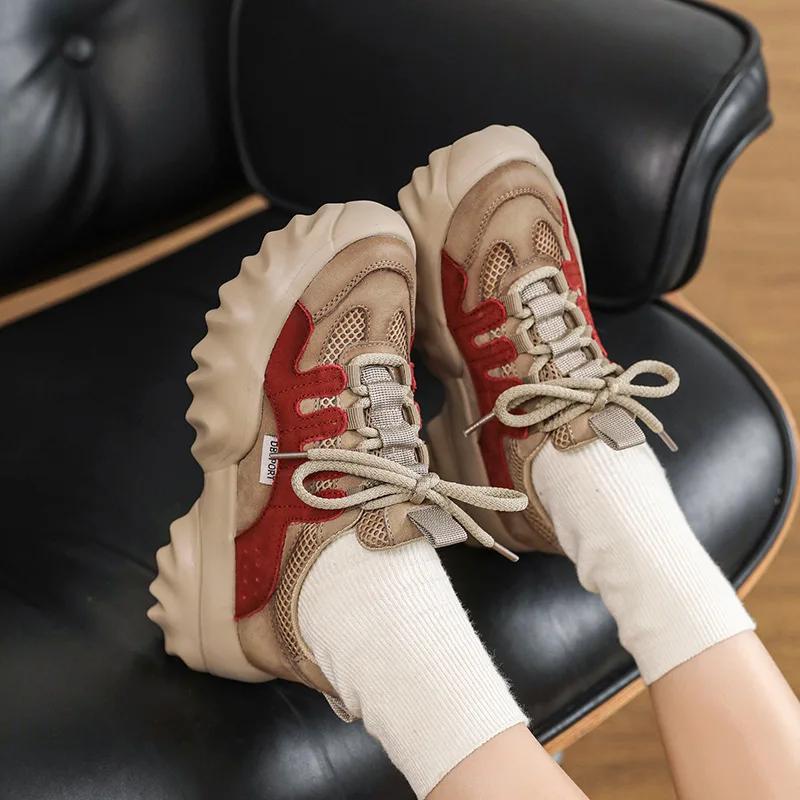 Fujin 5cm Summer Chunky Sneaker Mary Jane Women Boots Retro Shoes Cow Suede Genuine Leather Pils Mules Luxury Platform Wedge