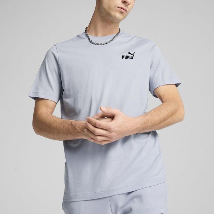 Puma Ess Простая Удобная Модная Футболка с Коротким Рукавом Мужские Топы Небесно-Голубой 688959-47