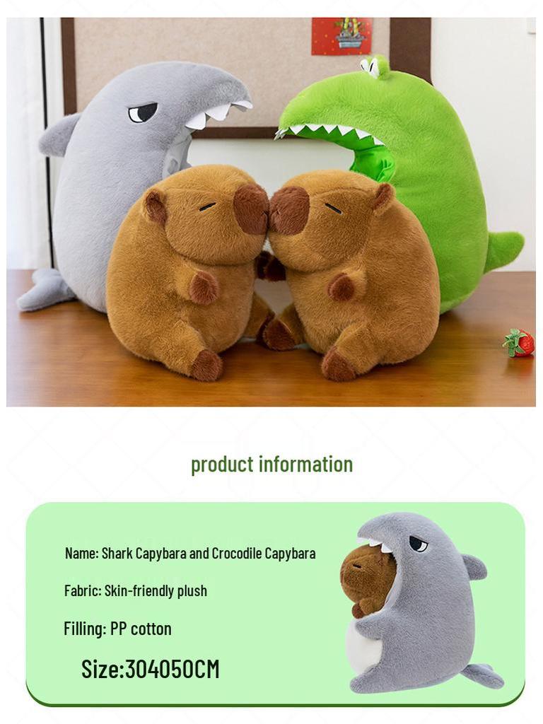 Capybara Crocodile Shark Plush Toy - Cute Stuffed Animal Pillow, Perfect Birthday Gift & Sleep Companion