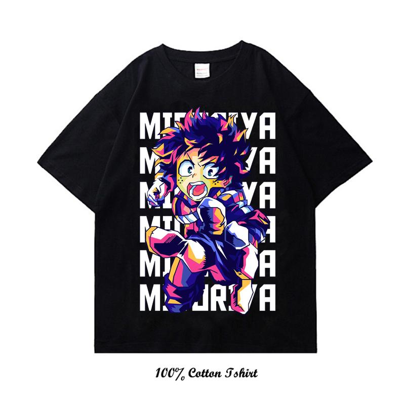 My Hero Academia Graphic Print T Shirt Vintage Harajuku Streetwear Short Sleeve Plus Size Cotton Crew Neck T Shirt Women Unisex