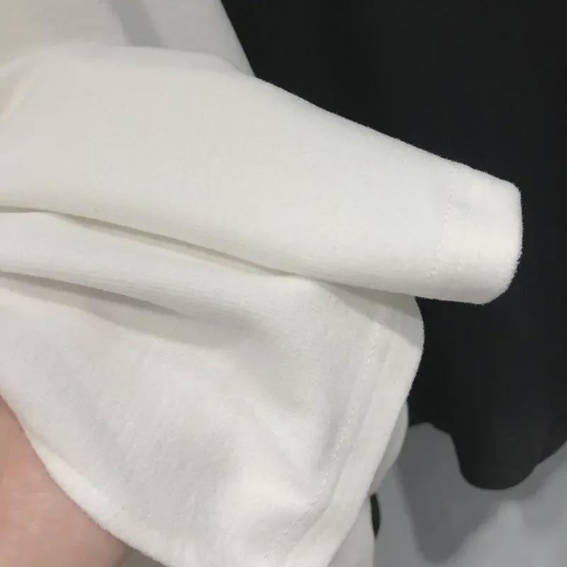 Женский топ с V-образным вырезом и длинными рукавами, осень 2023 года, свободный, средней длины, с разрезом