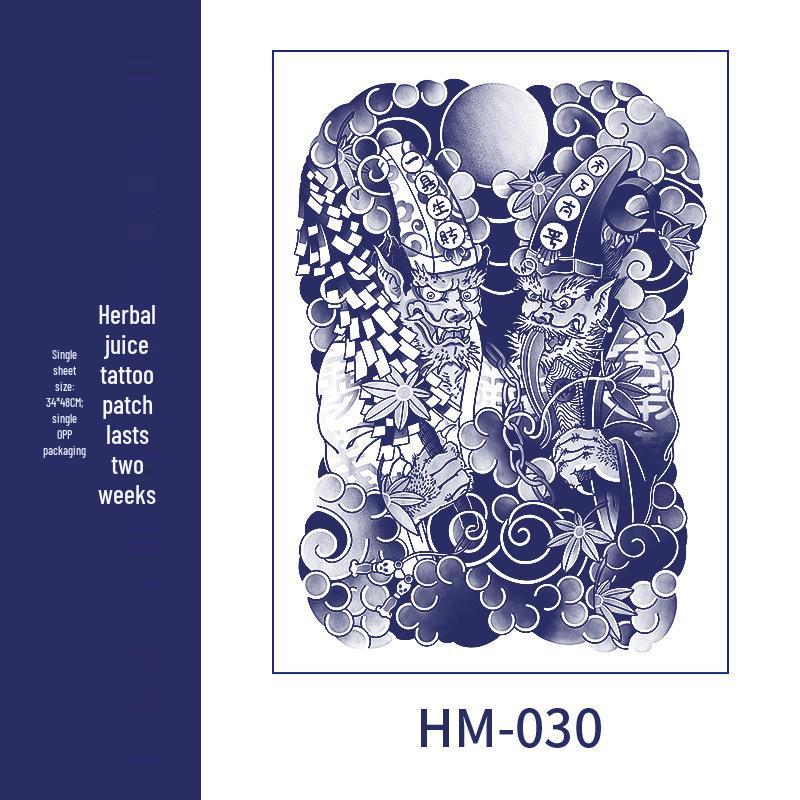 Waterproof Men's Herbal Tattoo Stickers: Full & Half Back, Long-Lasting, Large Floral Designs for Chest & Arm.