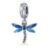 100% 925 Silver Exquisite Colored Dragonfly Charms Pendants Sparkling Zircon Fit Qikaola Bracelets DIY Jewelry