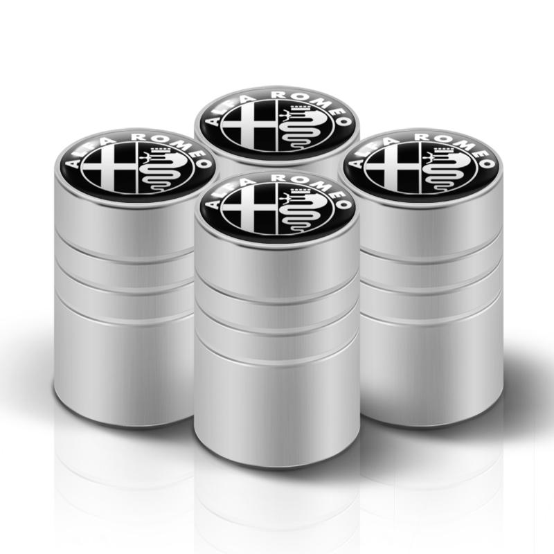 BDEYK1 4Pcs Car Wheel Tire Valve Stem Cap Airdust Waterproof Cover For Alfa Romeo Sportiva 156 Stelvio Giulia Giulietta 147 159 GT