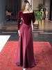 Элегантное вечернее платье бургундского цвета с акцентом на талии - Осенняя коллекция 2025