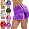 Women's Shiny Metallic Dress Bodycon Wet Look PVC Mini Skirts