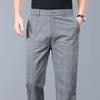 Summer Men's Classics Plaid Work Stretch Thin Pants Men Business Grey Black Party Casual Formal Trousers Male
