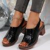 Sandals Women's  Summer New Chunky High Heel Snake Sandals Open Toe Ladies Sandals Women Shoes High Heel Chunky Heels
