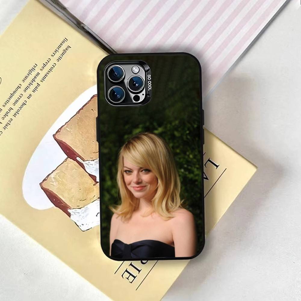 Emma Stone Phone Case For iPhone 17,16,15,14,13,12,11 Plus,Pro Max,XS,Colored Silver Plated Inside Cover