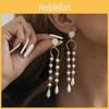 Elegant Simple And Asymmetric Pearl Tassel Earrings For Women