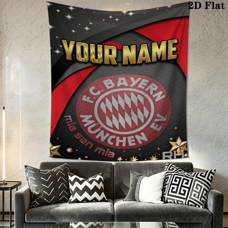 Custom Name Bayern Munich Wall Tapestry Aesthetic Wall Hanging Printed Fabric Blanket Decorative Tapestries for Bedroom Living Room Home Decor